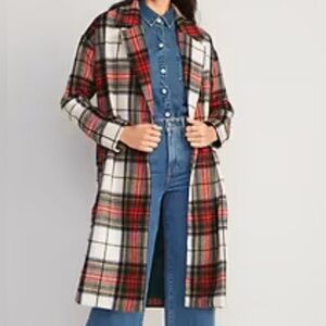 Old Navy Multicolor Plaid Trench Coat